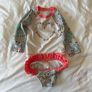 🌶️5 for $20: Cat & Jack Floral Heart Kids Swim Rashguard Set